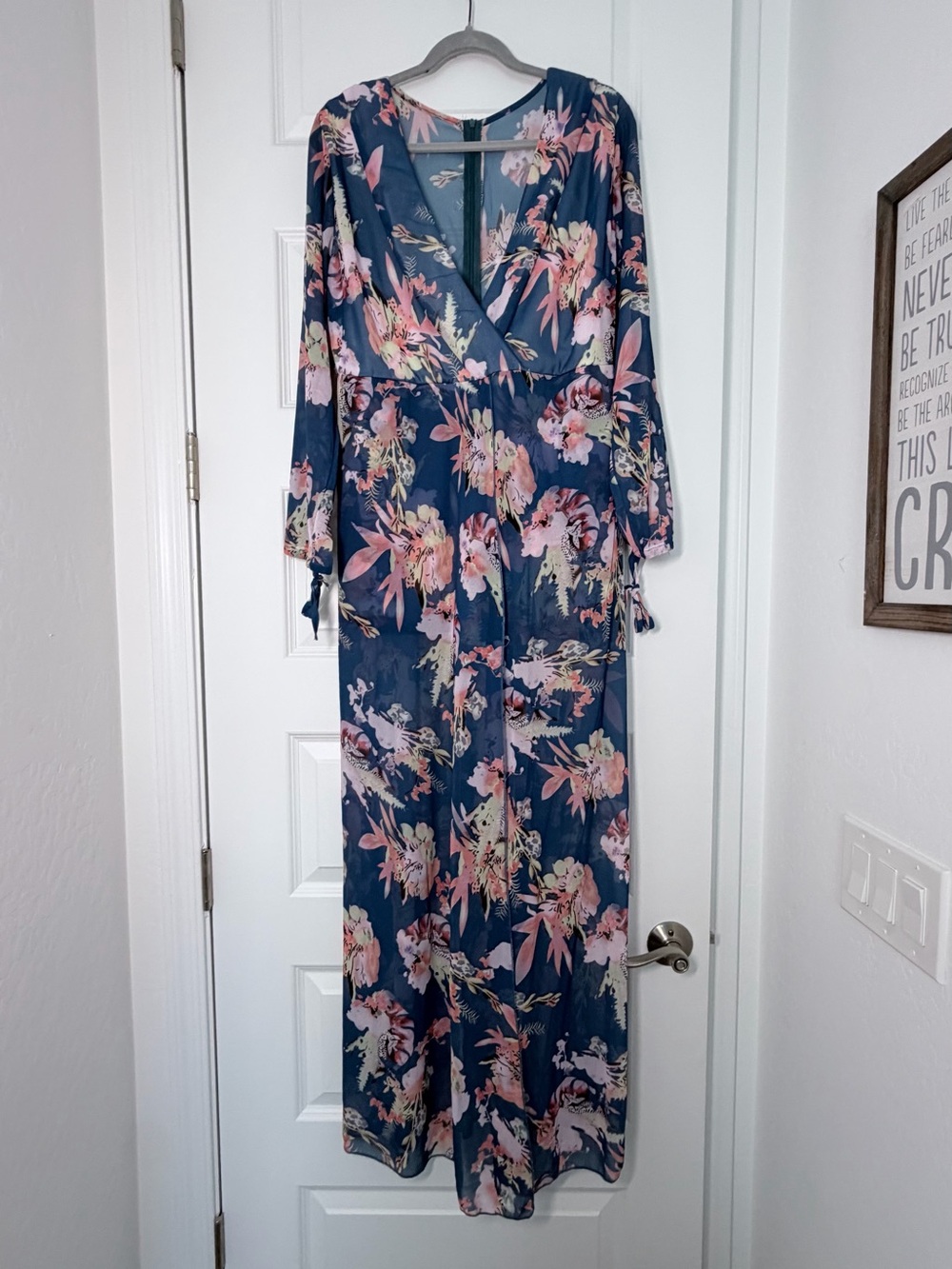Floral Wrap Jumpsuit in Navy and Pink